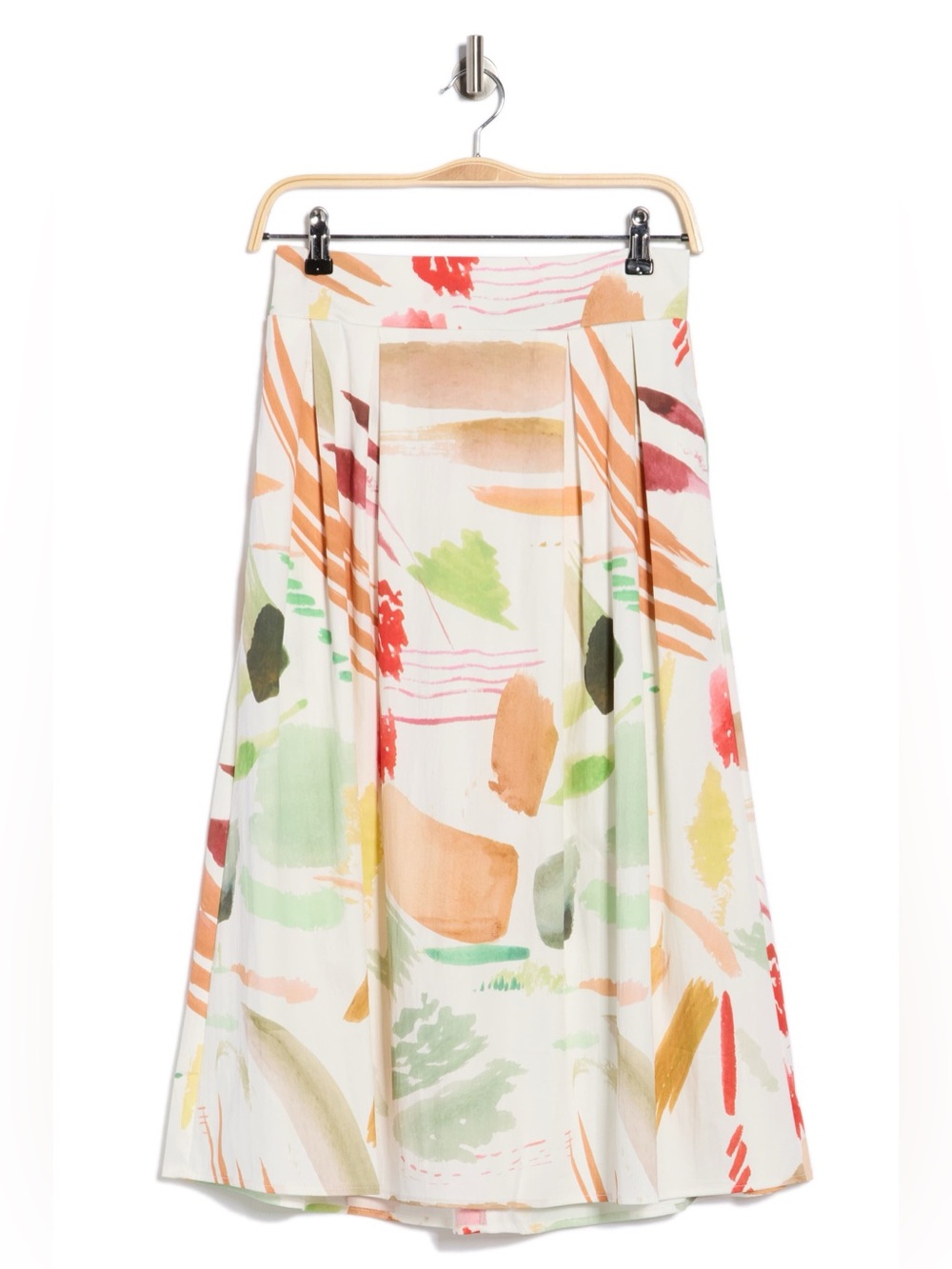 Tahari Abstract Print A-Line Skirt in White & Green Like New